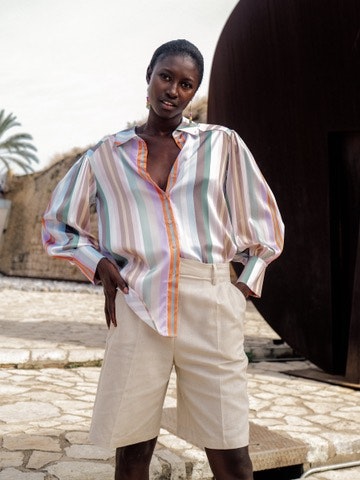 Seidenbluse mit Hemdkragen