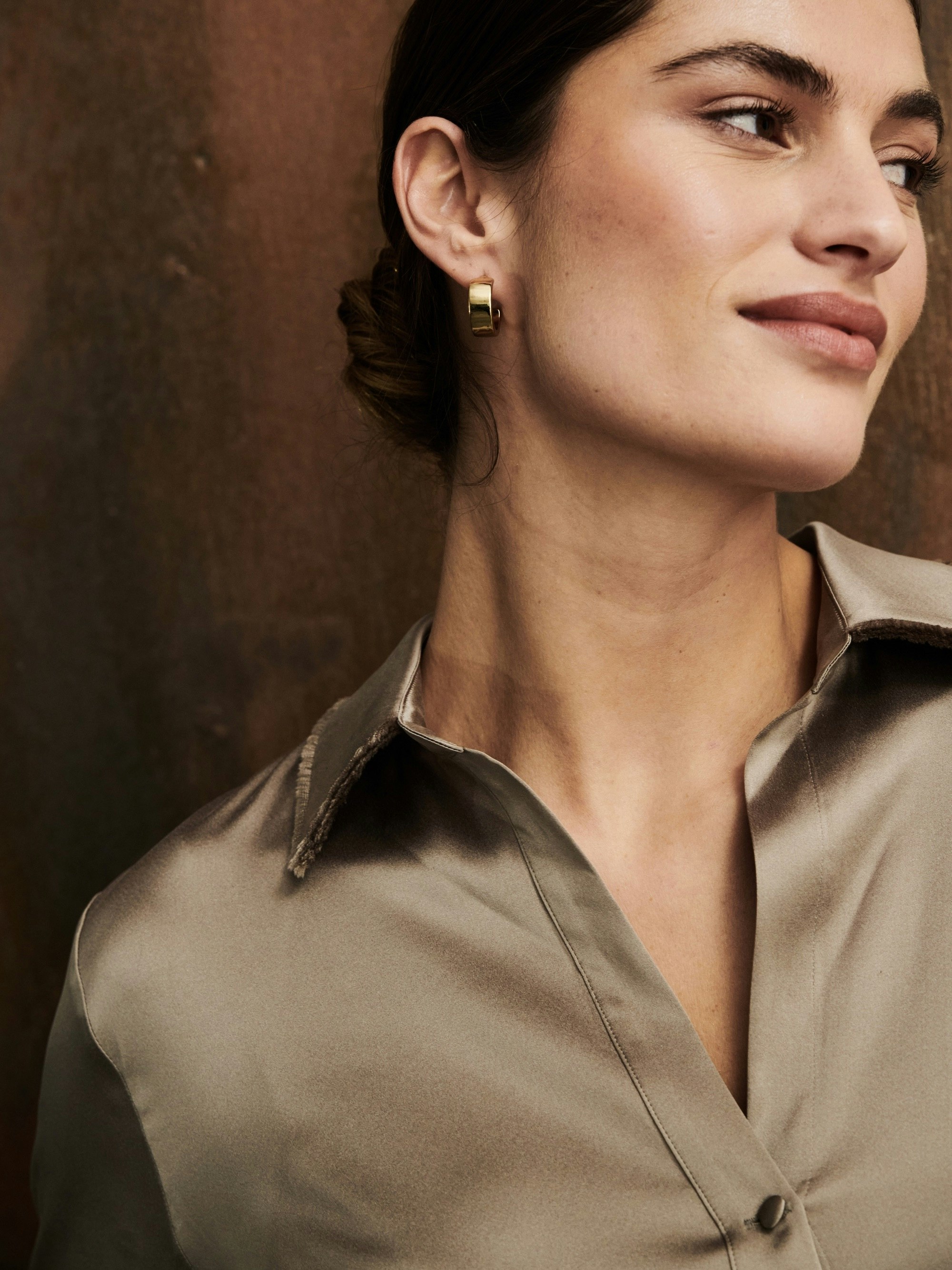 Seidenbluse mit Hemdkragen