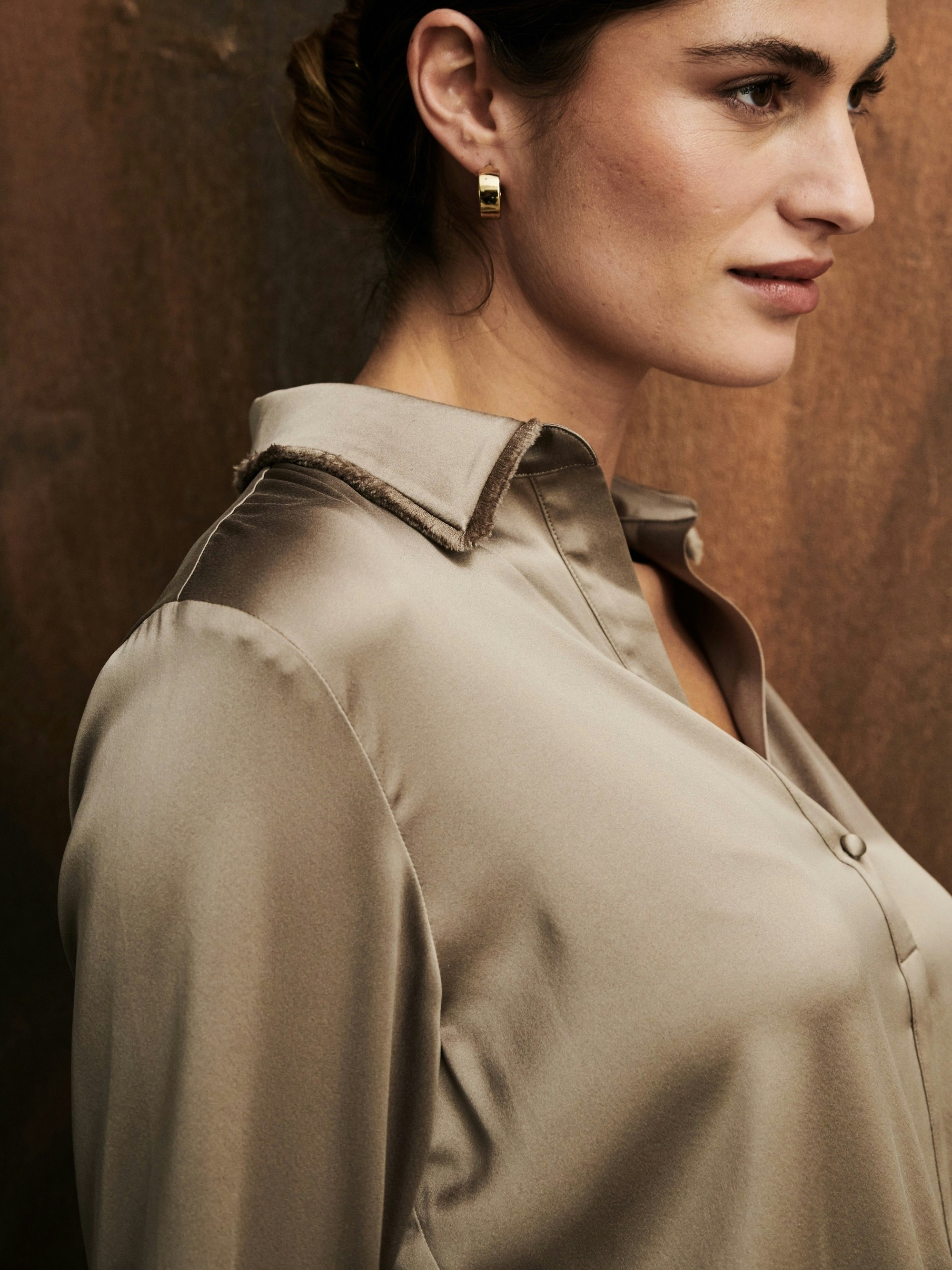 Seidenbluse mit Hemdkragen