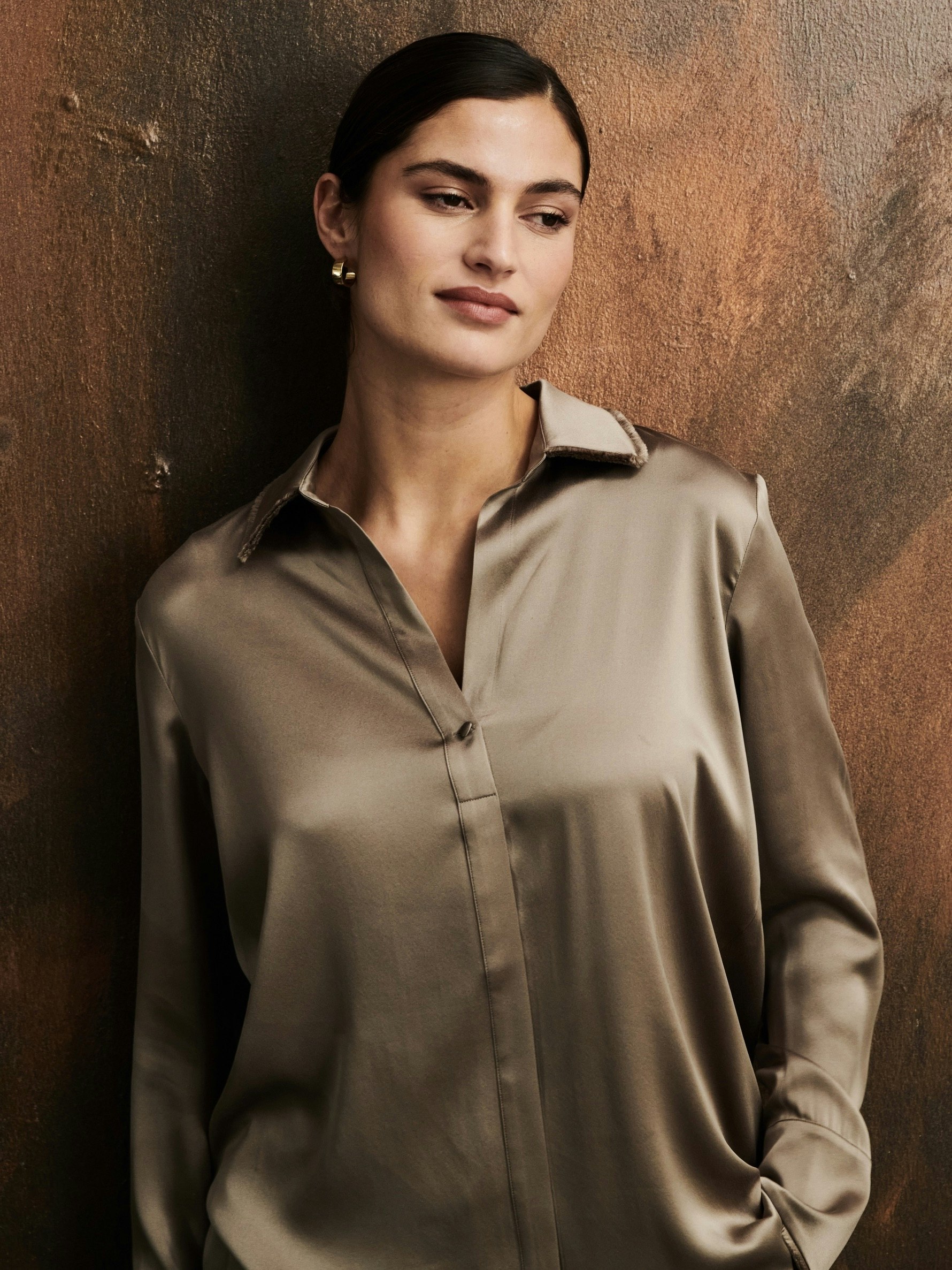 Seidenbluse mit Hemdkragen